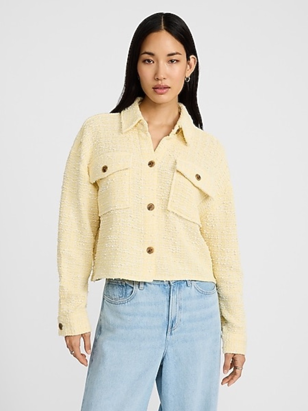 Express Yellow Cropped Shacket